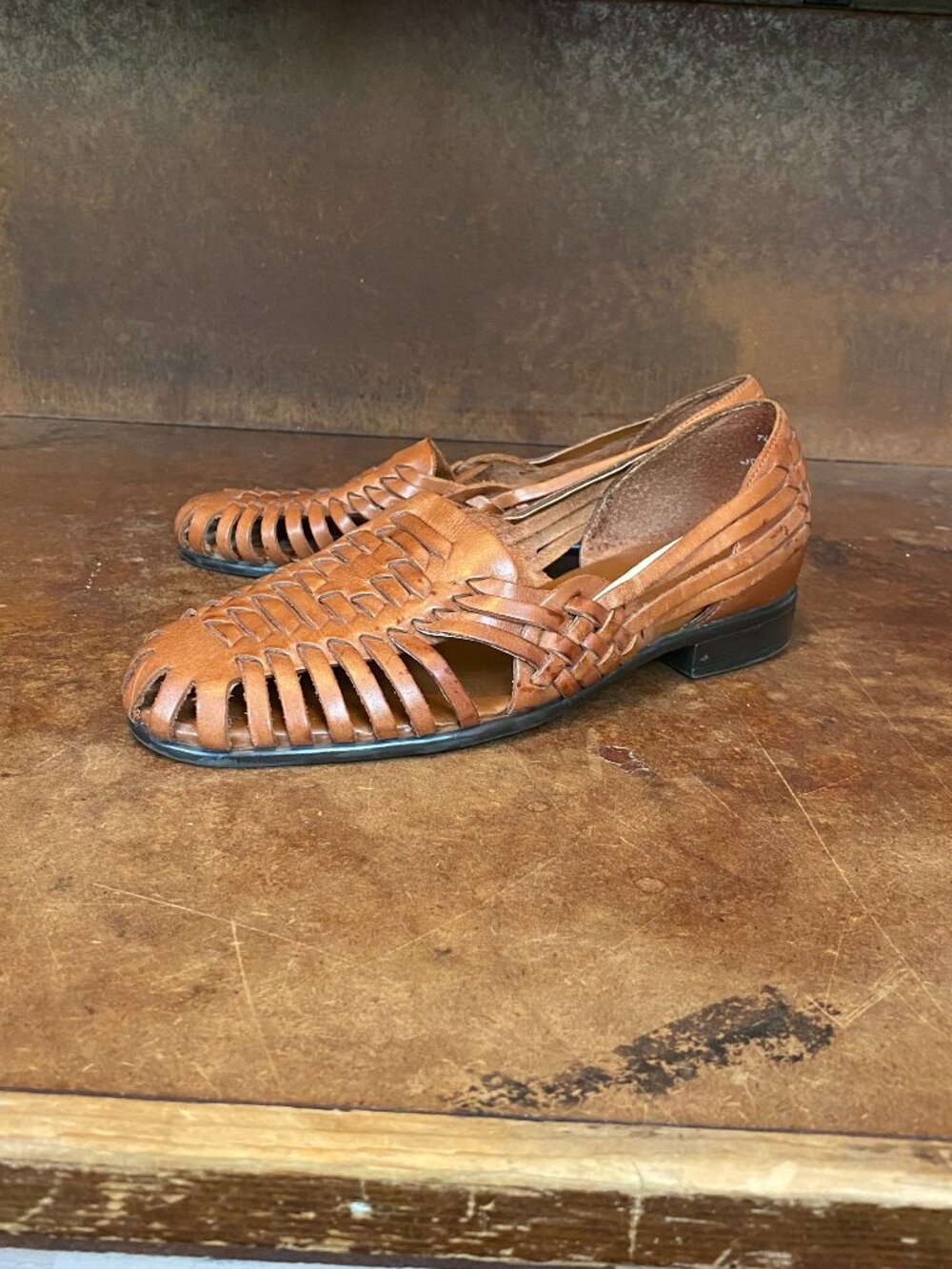 Trotters Brown Woven Leather Sandals
